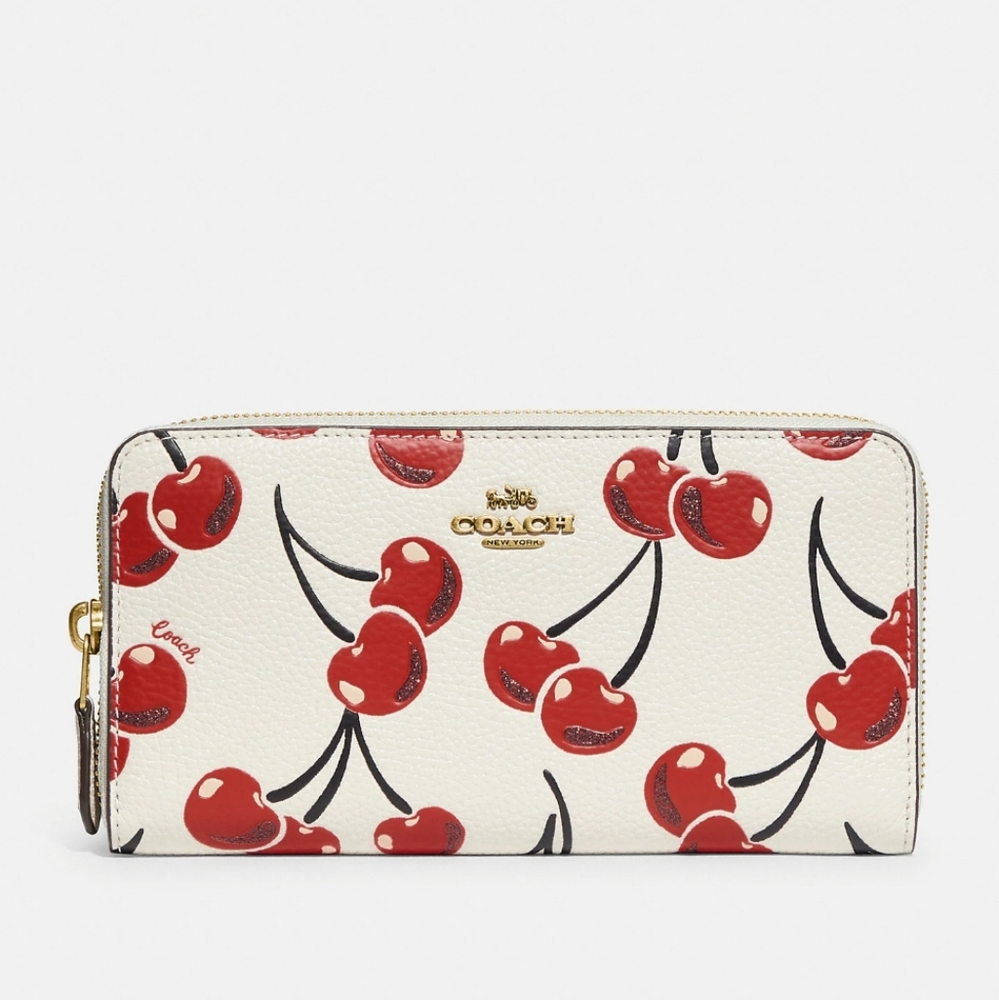 NWT Cherry Print Coach Accordion Wallet